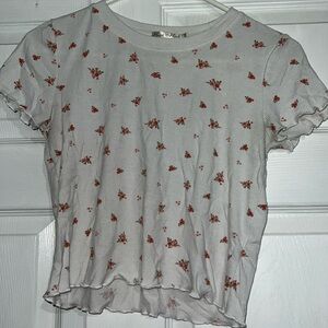 White crop top with flowers